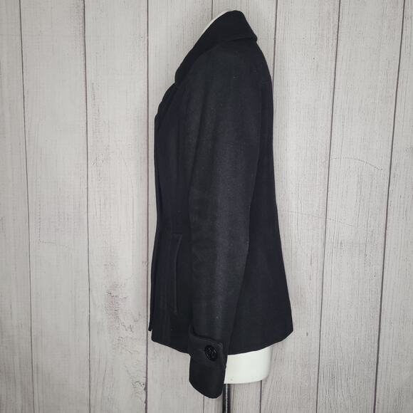 Calvin Klein Black Wool Blend Peacoat Purple Quilted Lining Womens Size 4 - Picture 5 of 10